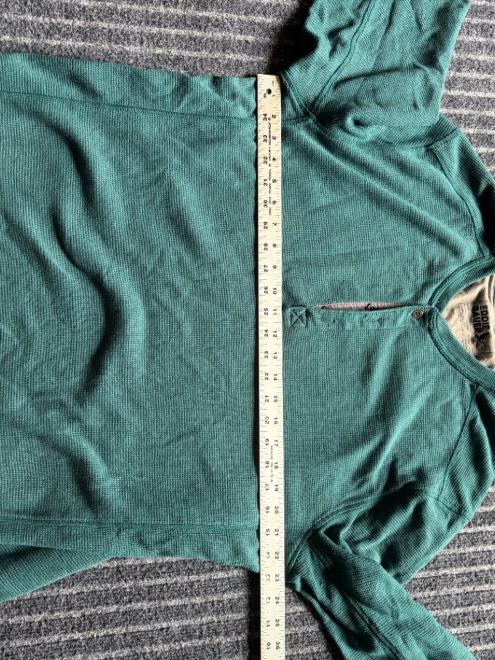 Eddie Bauer Henley Shirt Men's TXL Thermal Green Outdoor Camping - Picture 9 of 9